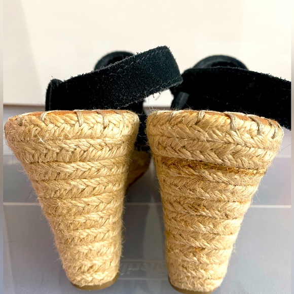 Toms Espadrilles Wedge Black Suede Sz 7 - Picture 2 of 9
